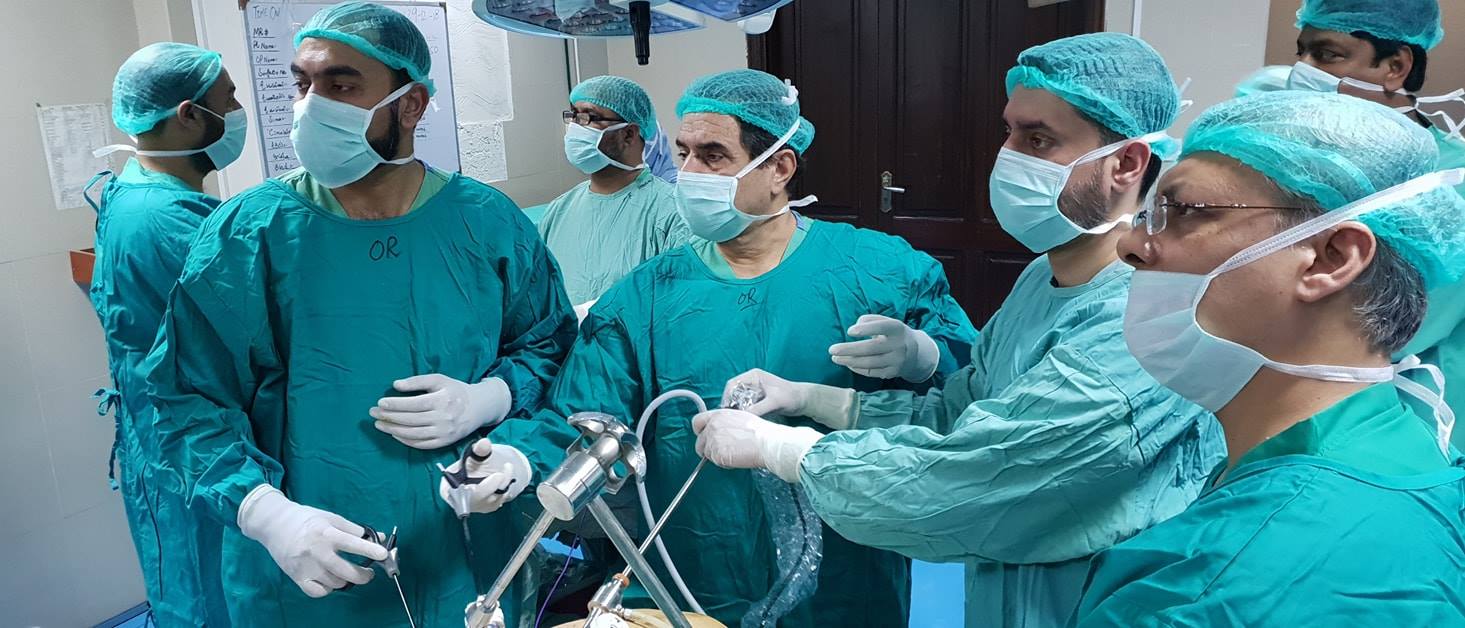 Surgical team prepping for a case